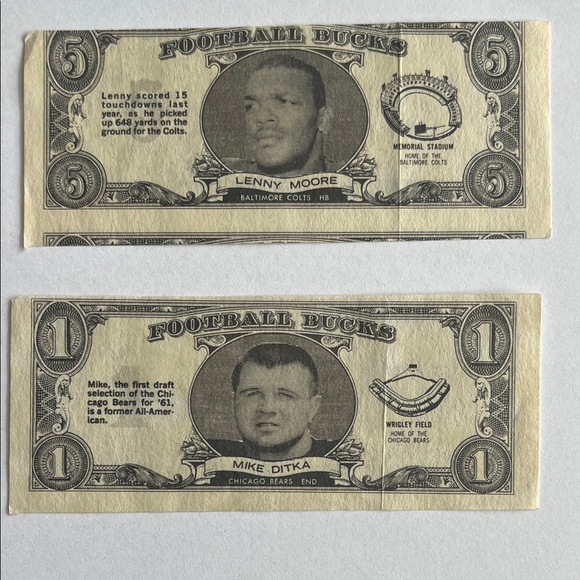 1962 Topps Football Bucks - Mike Ditka & Lenny Moore - Picture 1 of 5